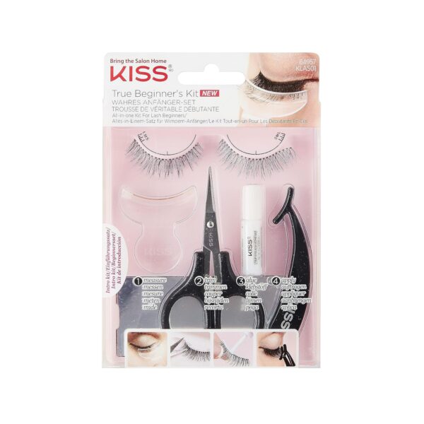 KISS Lash 11 False Eyelashes, 'Effortless', 12 mm, Includes 1 Pair Of Eyelash, Measuring Tool, Scissors, Lash Adhesive, Applicator, Mirror, Contact Lens Friendly, Easy to Apply, Reusable Strip Lashes
