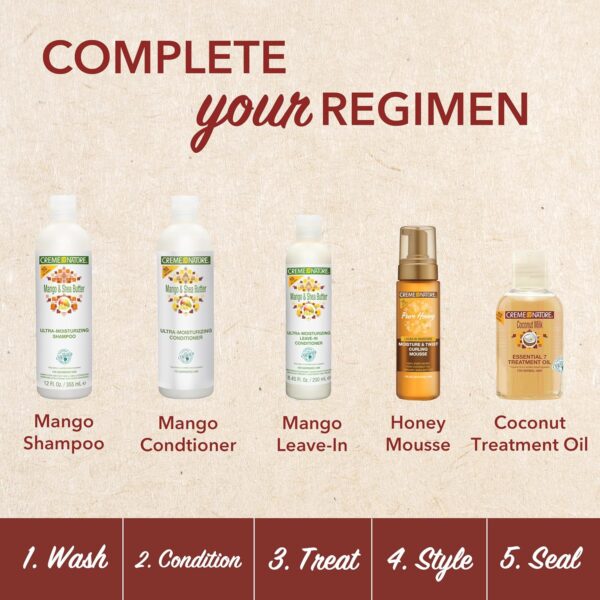 Leave In Conditioner with Mango & Shea Butter by Creme of Nature, Ultra Moisturizing for Dry Dehydrated Hair, 12 Fl Oz