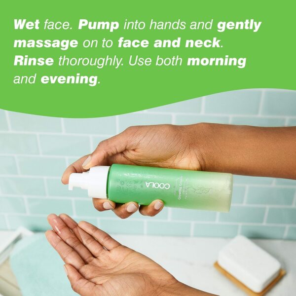 COOLA Organic Glowing Greens Facial Cleanser, Dermatologist Tested Skin Barrier Protection with Aloe Vera Juice, Vegan and Gluten Free