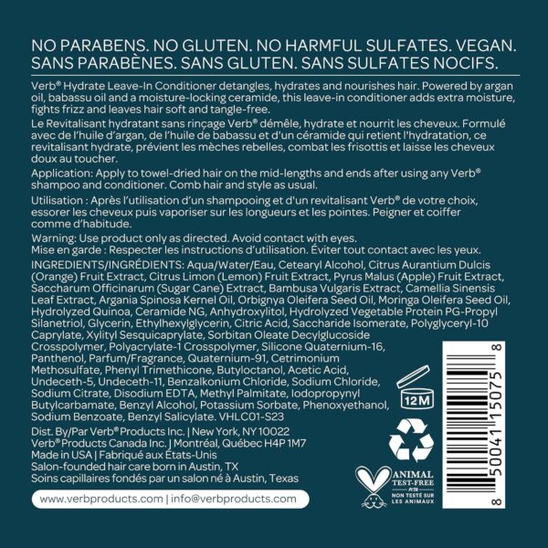 VERB Hydrate Styling Cream - Smooth + Reduce Frizz for Dry + Frizzy Hair - Amber + Warm Jasmine Scent