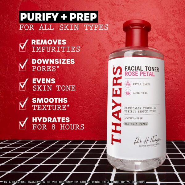 THAYERS Alcohol-Free Rose Petal Witch Hazel Facial Toner for Glowing Skin, Soothing, Hydrating, Refreshing Toner for All Skin Types, 12oz (Packaging May Vary)