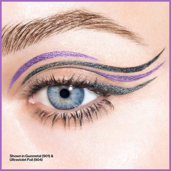 Revlon So Fierce! Chrome Ink Liquid Eyeliner, Longlasting Bold Metallic Pen Liner with Dip Ink Cap for Pearl, Shimmer Blend, 901 Gunmetal, 0.03 oz.