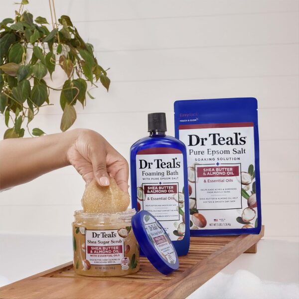 Dr Teal's Shea Sugar Body Scrub, Shea Butter with Almond Oil & Essential Oils, 19 oz (Pack of 3)