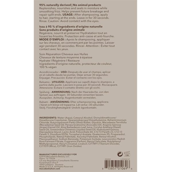 Macadamia Professional Hair Care Sulfate & Paraben Free Natural Organic Cruelty-Free Vegan Hair Products Nourishing Repair Hair Conditioner, 33.8 oz, Green
