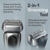 Braun Series 8 Electric Razor for Men, with 4+1 Shaving Elements & Precision Long Hair Trimmer, Close & Gentle Even on Dense Beards, Wet & Dry Electric Razor with 60min Runtime, 8517s Galvano Silver