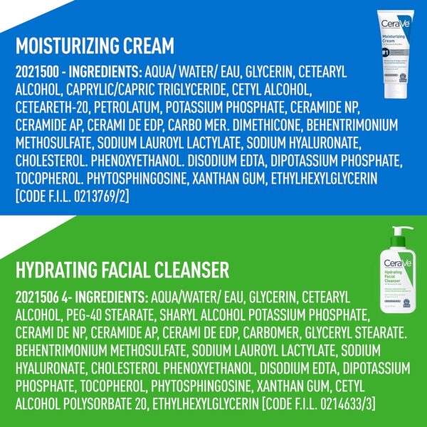CeraVe Hydrating Skin Care Set, 8oz Moisturizing Cream & 8oz Hydrating Facial Cleanser, Ceramides + Hyaluronic Acid Moisturizer and Face Wash, Accepted by National Eczema Association