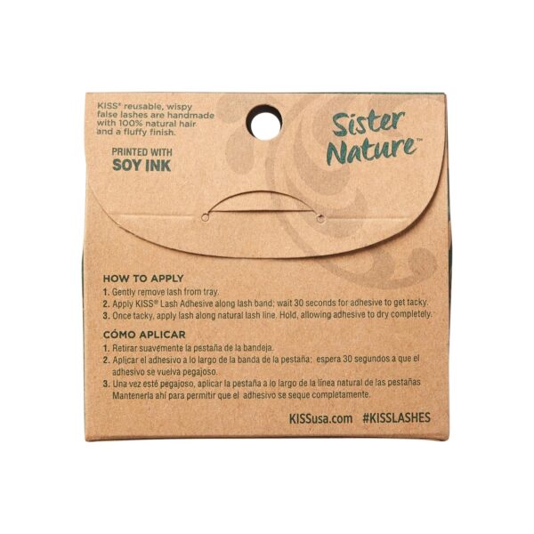KISS Sister Nature False Eyelashes, 'Dawn', 12 mm, 100% Natural Hair, Recyclable Paper Box, Printed with Soy Ink, Cruelty Free, Vegan, Includes 1 Pair of Reusable Strip Lashes