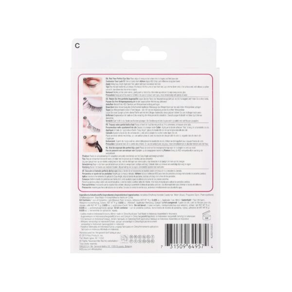 KISS Lash 11 False Eyelashes, 'Effortless', 12 mm, Includes 1 Pair Of Eyelash, Measuring Tool, Scissors, Lash Adhesive, Applicator, Mirror, Contact Lens Friendly, Easy to Apply, Reusable Strip Lashes