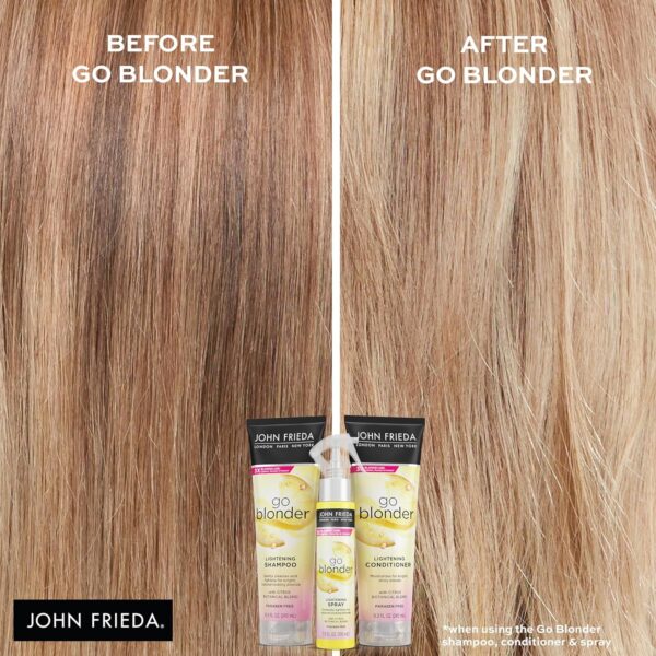 John Frieda Go Blonder Shampoo and Conditioner Set, Gradually Lightens Blonde Color Up, For Natural or Color-Treated Hair, Formulated with a Citrus Botanical Blend, Paraben Free, 8.3 oz, Pack of 2