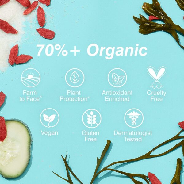 COOLA Organic Glowing Greens Facial Cleanser, Dermatologist Tested Skin Barrier Protection with Aloe Vera Juice, Vegan and Gluten Free