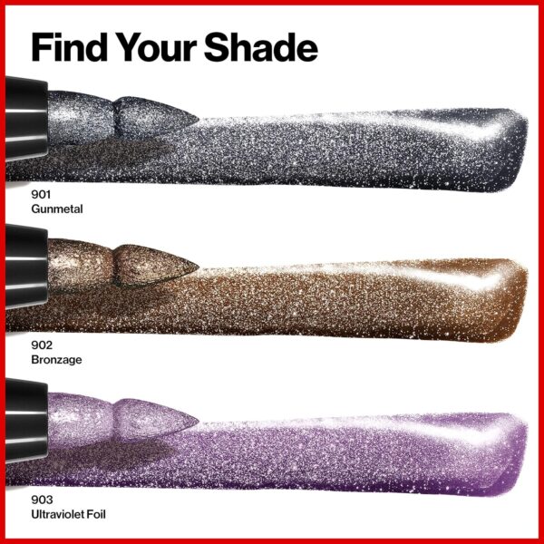 Revlon So Fierce! Chrome Ink Liquid Eyeliner, Longlasting Bold Metallic Pen Liner with Dip Ink Cap for Pearl, Shimmer Blend, 901 Gunmetal, 0.03 oz.