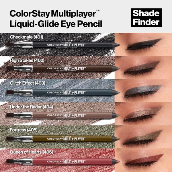 REVLON ColorStay Multiplayer Liquid-Glide Eye Pencil, Multi-Use Makeup With Blending Brush, Blends Then Sets, Creamy Texture, Waterproof, Smudge-proof, Longwearing, 402 High Stakes, 0.03 Oz