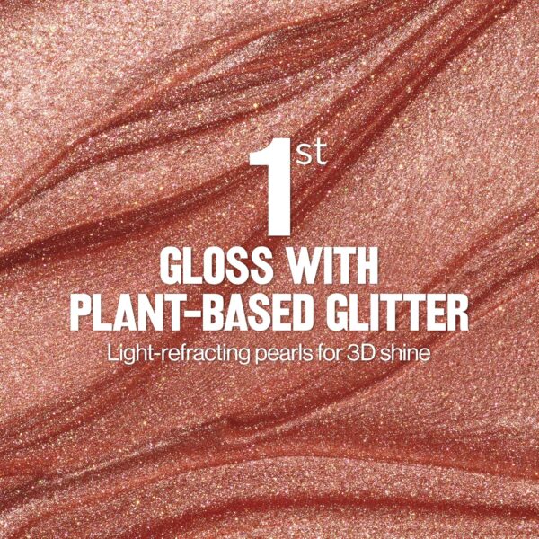 REVLON Super Lustrous Glimmer Gloss, Non-Sticky Lip Gloss, High-Shine Finish, Plant-Based Glitter, 004 Happy Hour, 0.13 fl oz